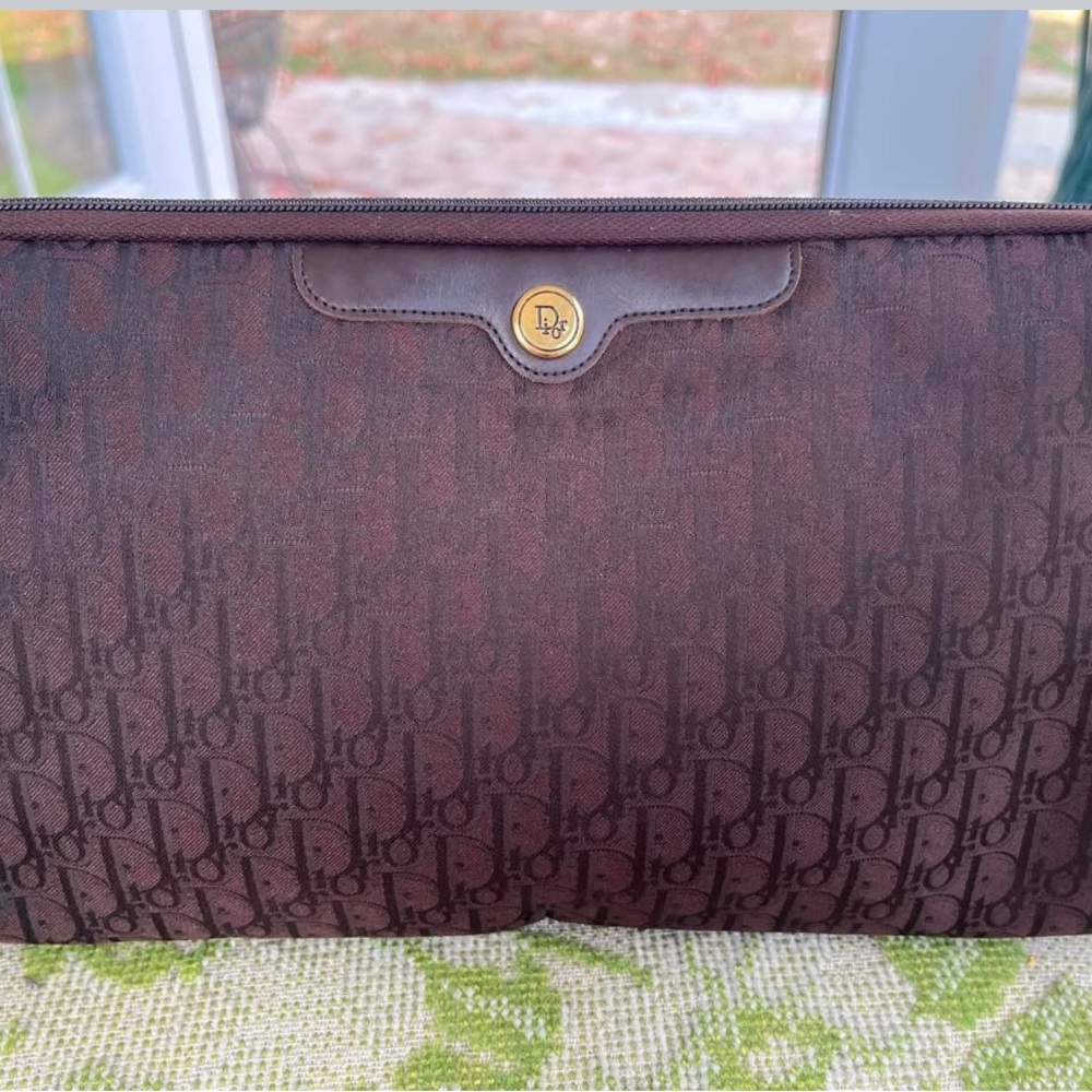 Dior Brown Leather Clutch/Cosmetic Bag